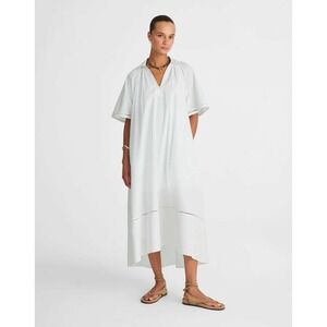 Madewell Poplin Splitneck‎ Midi Shirtdress White XXS NWT